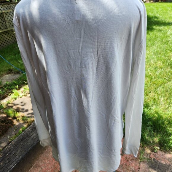 P275. ZYIA White Long-sleeved T-shirt with Hi/Low split hem |L - Picture 2 of 4